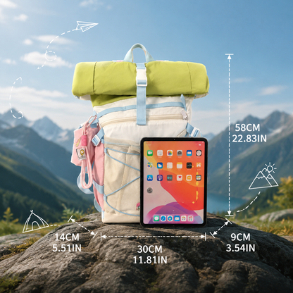 Lightweight Roll-Top Travel Backpack for Teens (Ages 10+)