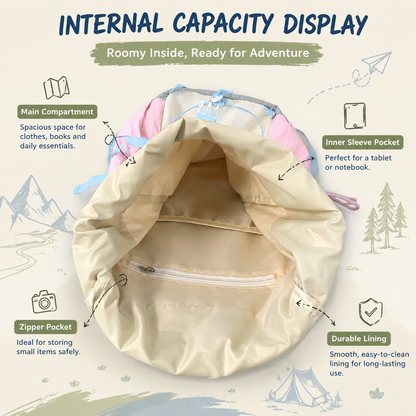 Lightweight Roll-Top Travel Backpack for Teens (Ages 10+)