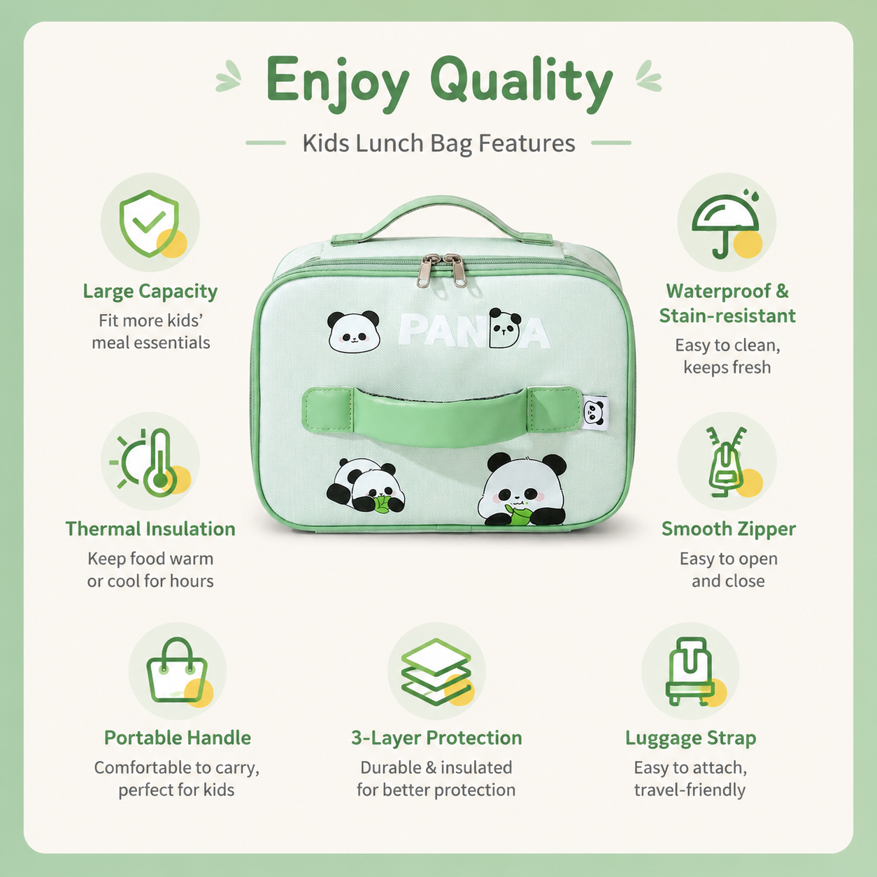 Cute Kids Insulated Lunch Bag for School & Picnic