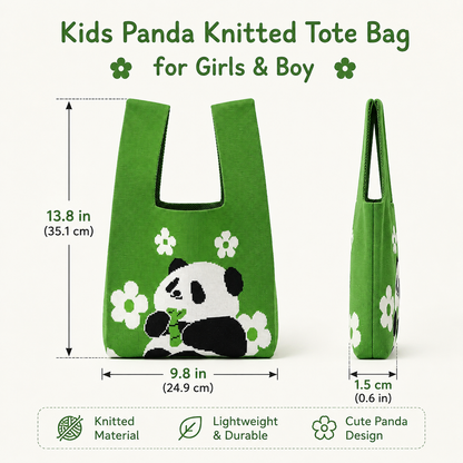Kids Panda Knitted Tote Bag for Girls & Boys