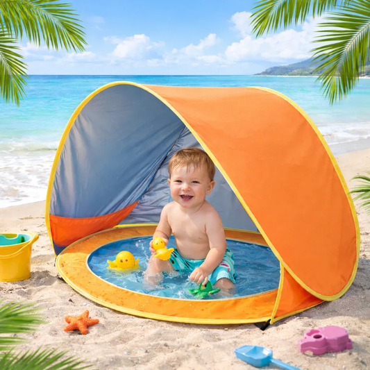 2-in-1 Pop Up Baby Beach Outdoor Tent with Splash Pool & UPF 50+ Sun Protection (Ages 0–5)