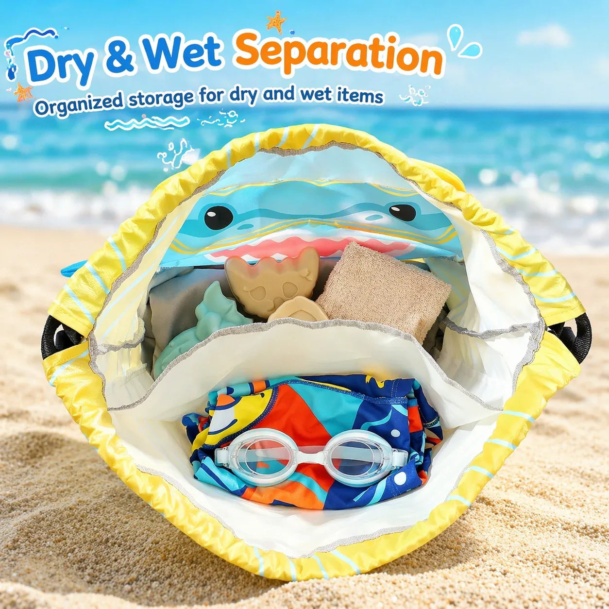 Cute Kids Wet & Dry Separation Beach Swimming Bag