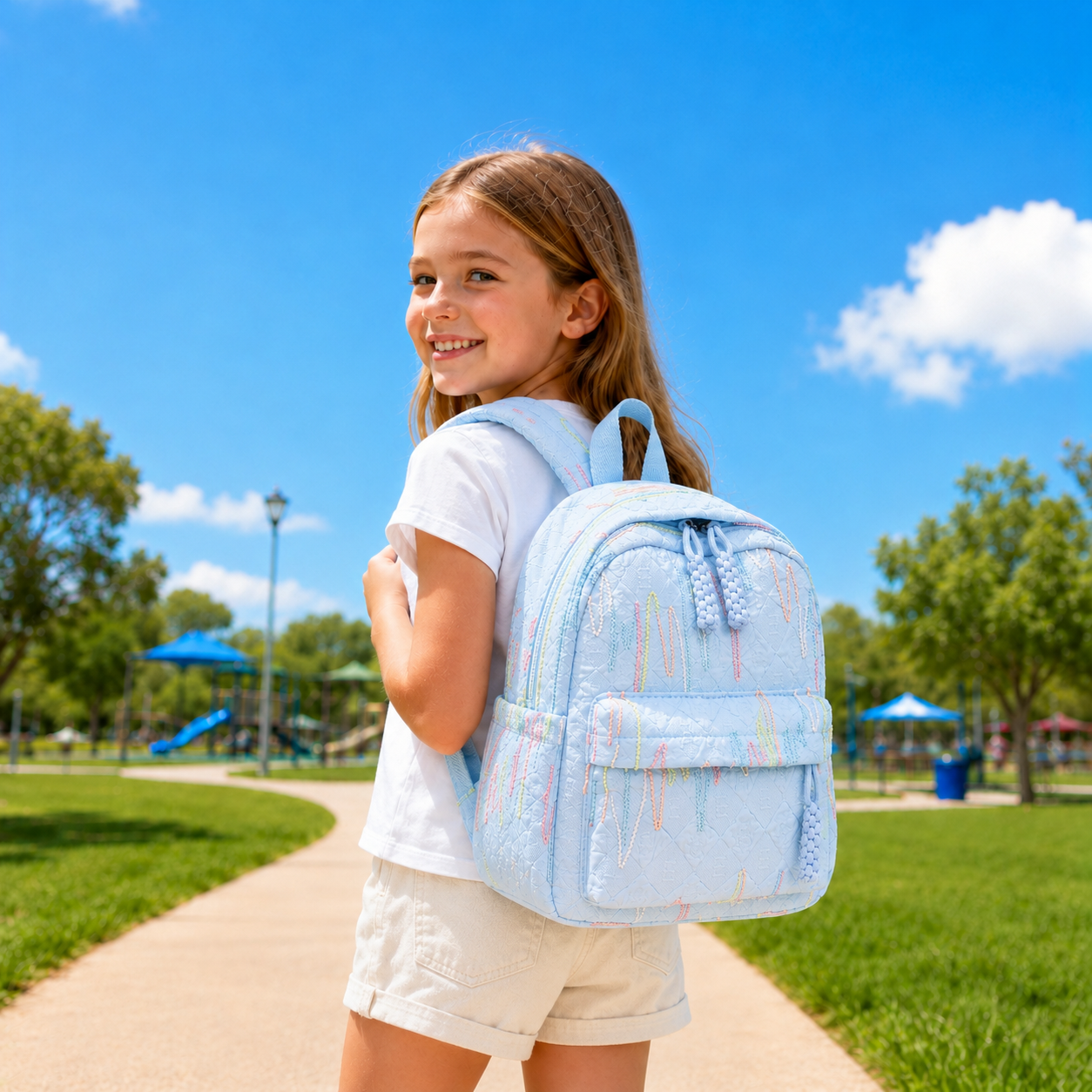 Lightweight Embroidered School Daily Backpack
