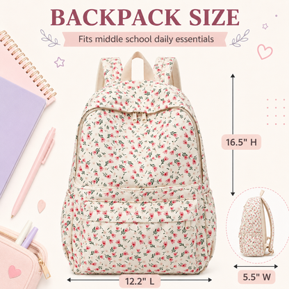 Cute Floral Canvas Daily Backpack