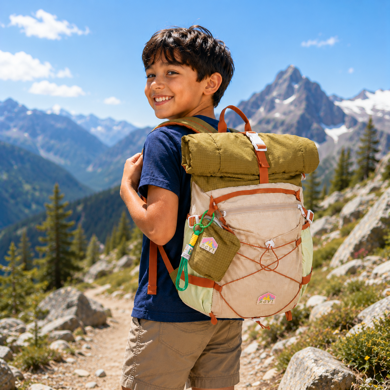 Lightweight Roll-Top Travel Backpack for Teens (Ages 10+)