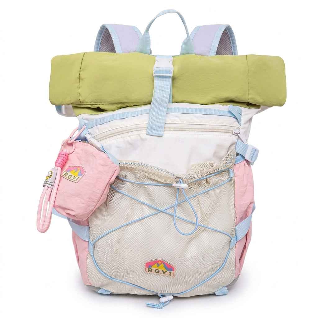 Lightweight Roll-Top Travel Backpack for Teens (Ages 10+)