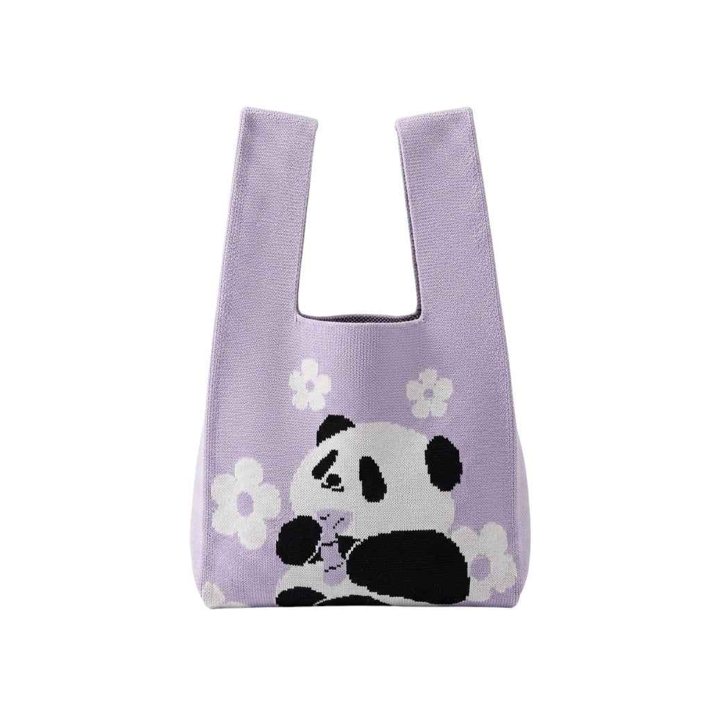 Kids Panda Knitted Tote Bag for Girls & Boys