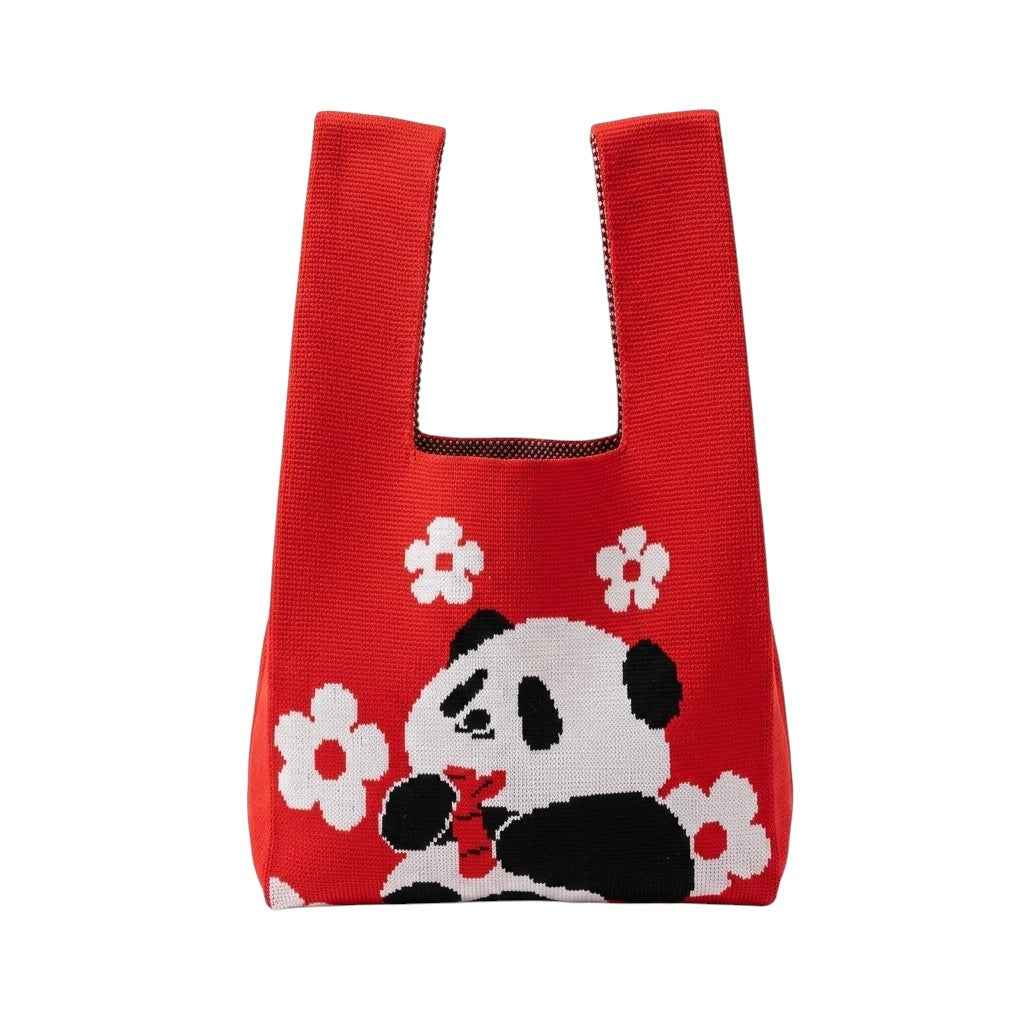 Kids Panda Knitted Tote Bag for Girls & Boys