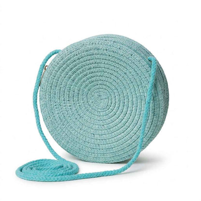 Kids Mini Round Straw Crossbody Bag
