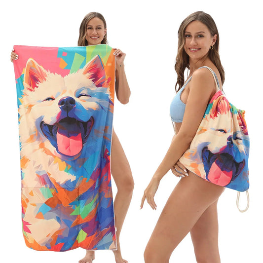 2 in 1 Quick Dry Sandproof Beach Towel Bag